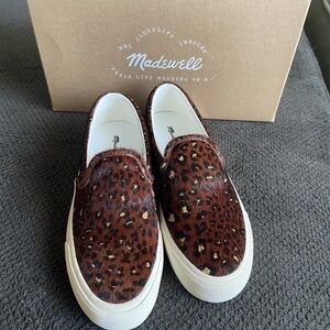 Madewell Slip-on Sneaker in Rich Brown Leopard Print Calf Hair size 6